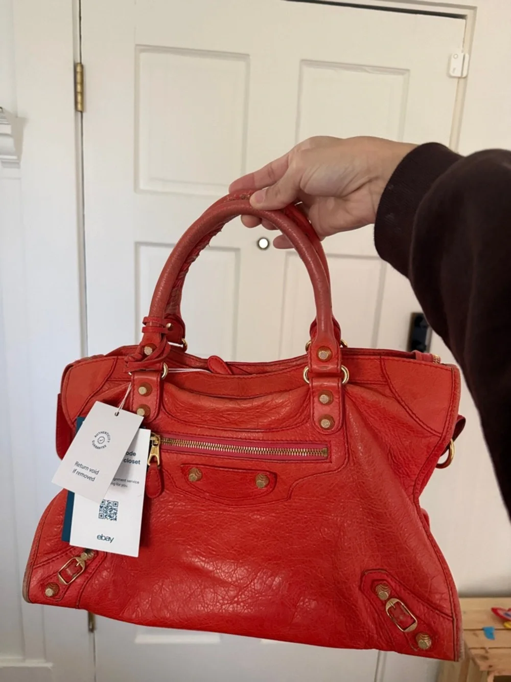 Balenciaga Rose Corail Lambskin Leather Giant 12 Gold Motorcycle City Bag - Picture 17 of 17